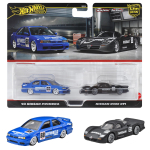 Hot Wheels Premium 2 vnt. rinkinys Nissan R390 Nissan Primera Transporto priemonės Žaislas Mini automobilis 3 metų ir vyresniems HRR74 GT1/'94 Mėlynas/Juodas gray