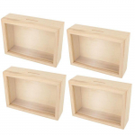 4 tirelires avec cadre en bois &agrave; d&eacute;corer 12 x 17 cm