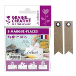 8 marque-places Petit marin + 20 &eacute;tiquettes kraft Fanion balta