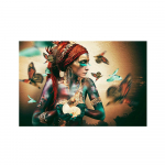 Afrikos moteris su drugeliu, drobė, paveikslai ant sienos, meno plakatai ir spaudiniai, spalvinga juodaodė mergina, namų dekoravimas 20*40cm No Frame