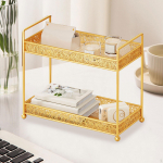 Stalvir&scaron;io organizatorius, 2 pakopų serviravimo padėklas, kvepalų, kosmetikos laikiklis, daugiafunkcinis, pakopinis M