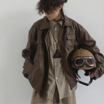 Unisex Retro Japoni&scaron;ko stiliaus didelio dydžio PU odinė motociklinė striukė M (45-55 kg) kava