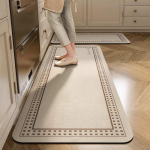Luxurious Non-Slip, Dirt-Resistant Kitchen Mat: Absorbs Water & Oil, Easy-Care Diatom Mud Long Mat. 60x90+60x180cm (3.5mm Diatom Mud)