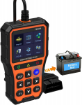 &bdquo;Bluetooth&ldquo; OBD2 skaitytuvas su akumuliatoriaus testeriu ir stebėjimu bei veikimo testu &ndash; palaikymas tikrinant automobilio diagnostikos informaciją &bdquo;iPhone&ldquo; ir &bdquo;Android&ldquo; oranžinė