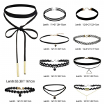 10 vienetų chokeris juodas klasikinis aksominis tampomas gotikinis tatuiruotės vėrinys