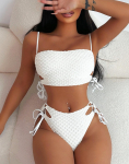 Moteri&scaron;kas maudymosi kostiumėlis su vienspalviu nugaros rai&scaron;teliu, auk&scaron;tu juosmeniu, padalintas maudymosi kostiumėlis, bikini, paplūdimio apranga, maudymosi kostiumėliai S smėlis
