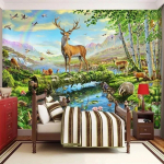 3D Elnio Upės Gyvūno Tapetai Mi&scaron;ko Peizažo Nuotraukų Sienų Freska Vaikų Kambario Fono Sienų Popierius 250 cm(W) x 160 cm(H)