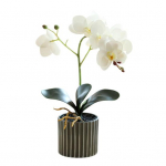 Dirbtinis vazoninis augalas Dirbtinis kandžių orchidėjų bonsas Staliniam kompiuteriui Dirbtiniai vazoniniai Phalaenopsis žiedai namų valgomojo stalui, biuro stalui dekoruoti rožinė