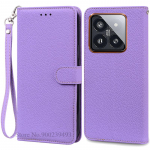 Mi 14 Mi14 Xiaomi14 Pro dėklas skirtas Xiaomi 14 dėklui Odinis piniginės tipo atverčiamas dėklas skirtas Xiaomi 14 Pro Vir&scaron;elis Coque skirtas Xiaomi Mi 14 Fundas For Xiaomi 14 &scaron;viesiai violetinė spalva