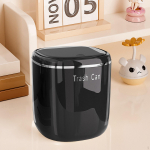 Compact Rubbish Bin with Press Lid for Desktop Use in Car, RV, Bedroom, Kitchen balta