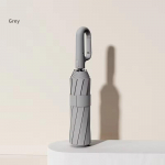 Ypač didelis sustiprintas vėjui atsparus lietui atsparus dviejų paskirčių UV spinduliams atsparus visi&scaron;kai automatinis skėtis su žiedine sagtimi 1 PCS pilka