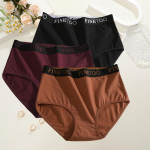 FINETOO 3 vnt. moteri&scaron;kos medvilninės kelnaitės moteri&scaron;kos vidutinio liemens seksuali apatinė dalis besiūliai apatiniai vientisos spalvos bikini mergaičių intymūs apatiniai kelnaitės S&Set