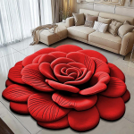 3D Vizualinis Efektas Bijūno Gėlės Grindų Kilimėlis Namų Svetainės Kilimas Purvui Atsparus Lengvai Prižiūrimas Sugeriantis Neslystantis Kilimėlis 140 * 140cm