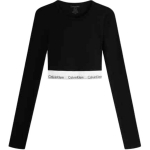 Calvin Klein Modern Gravity Diržas Apvalus kaklas Paprastas Patogus Raidės Ilgomis rankovėmis Pagrindinis mar&scaron;kinėlis Moteri&scaron;ki vir&scaron;utiniai drabužiai Space-Black QF8009-UB1 M