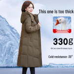 Prekinis ženklas Moteri&scaron;ka ilga originali pūkų striukė - Super stora žieminė striukė vidutinio amžiaus ir vyresnio amžiaus moterims. 5XL 73&ndash;80 kg