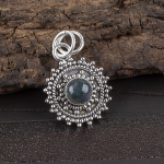 Samanų agato pakabukas, brangakmenių papuo&scaron;alai 925 solidus sterlingo sidabro pakabukas, dovana moterims rankų darbo pakabukas 1.03 Inches žalia