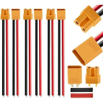 3 poros XT30 akumuliatorių jungčių su 100 mm 16AWG silikonine viela | RC LiPo FPV dronui | Patvarios ir lanksčios | Geltonos geltona