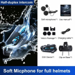 D3X motociklo &scaron;almo &bdquo;Bluetooth&ldquo; ausinės su belaidėmis 5.4 triuk&scaron;mo slopinimo funkcijomis, 600 m diapazono domofonas, neribotas skaičius žmonių, atsparus vandeniui