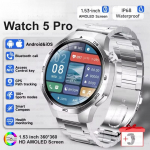 2025 Naujas laikrodis GT5 Max I&scaron;manusis laikrodis HD AMOLED ekranas NFC GPS seklys Bluetooth skambutis Sveikata Vandeniui atsparus i&scaron;manusis laikrodis Vyrams Moterims Huawei Silver steel B