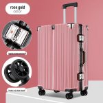 26 colių aliuminio lagaminas atsparus smūgiams ir dėvėjimuisi, universalūs tylūs ratukai - idealus moterų kelionėms 20 inch (Carry-on bag, solo business/short trip) rožinio aukso spalvos