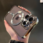 Prabangus magnetinis dengtas skaidrus dėklas, skirtas Magsafe belaidžiam įkrovimui iPhone 11 12 13 14 15 16 Pro Max Plus Smūgiams atsparus silikoninis dangtelis For iPhone 16ProMax