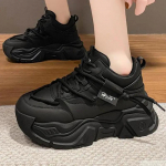 Pavasaris Ruduo Ruda Oda Storas Padas Suvarstomi Moteri&scaron;ki Laisvalaikio Sportbačiai Nauja Mada Sportinis Stilius Lauke Plei&scaron;tai Tėčio Ėjimo Batai 35 juoda