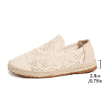 Mados prekės ženklo dizainas Nėrimo nėriniai Espadrilės Moteri&scaron;kos Eleganti&scaron;kos Plok&scaron;čiapadės Lininės Tinklinės Mokasinai Moteri&scaron;ki Vasariniai Kvėpuojantys Žvejo Mokasinai Batai 36 smėlis