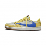 Travis Scott x Air Jordan 1 Retro Low OG SP PS Canary Vaikams Sportbačiai Geltoni Racer-Blue &Scaron;viesiai Sidabriniai DZ5909-700 29.5