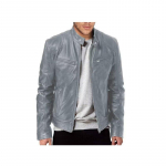 Vyri&scaron;ka kelių ki&scaron;enių PU striukė Stand Up Collar Punk Vyri&scaron;ka motociklo odinė striukė su užtrauktuku su kardiganu odinė striukė XXXXXL sidabras