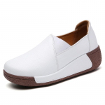 Moteri&scaron;kos Moteri&scaron;kos Natūralios Odinės Batai Platforma Plok&scaron;čias Loafers Slip On Korean Plus Size 41 42 Vulkanizuoti batai 39 ruda/balta