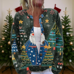 Moteri&scaron;kas Kalėdų megztinis Mielas linksmas Kalėdų megztinis Rudens ir žiemos ilgomis rankovėmis megztas megztinis L