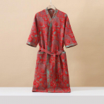 Medvilninis madingas ra&scaron;tuotas kimono chalatas su pusrankovėmis pavasariui ir vasarai, plonas namų drabužis, gerai sugeriantis, greitai džiūstantis, miego chalatas XL