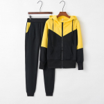 Women Solid Color Hooded Sweatshirt and pant Tracksuit Sport Suit XL geltona