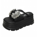8CM platformos &scaron;lepetės sandalai moterims Bling deimantinė kaspinė storapadė &scaron;lepetė moterims Stambūs flip-flopai vasariniai atsitiktiniai paplūdimio &scaron;lepetės 34