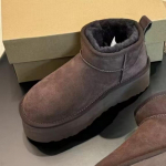 Mada 2025 Nauji Moteri&scaron;ki Dizainerių Žieminiai Batai Kailiniai Ponios Auk&scaron;takulniai Platforma Sniego Kulk&scaron;nies Batai Klasikiniai Mini Prabangūs Botas Mujer Zapatos 37 gray