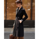 Sishui Nianhua Women's Mid-Length Elegant Wool Blend Coat XL