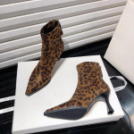 Madingi moteri&scaron;ki ankle boots su leopardo ra&scaron;tu Madingi eleganti&scaron;ki &scaron;okių vakarėlio prom avalynė Auk&scaron;takulniai moteri&scaron;ki modernūs trumpi batai 35 leopardas