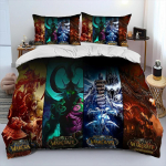 World of Warcraft, WOW, Žaidėjo Patalynės Komplektas, Antklodės Užvalkalas, Patalynės Komplektas, Antklodės Užvalkalas, Pagalvės Užvalkalas, Karali&scaron;ko Dydžio, Karalienės Dydžio Patalynės Komplektas 70x133cm 2pcs gray
