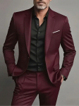 Bordo Spalvos Vyri&scaron;ki Kostiumai Viengubo Krūtinės Peak Atlapu Slim Fit Vyri&scaron;ki Drabužiai Prabangus 2 dalių &Scaron;varkas Kelnės Vestuvių Pilni Rinkiniai 2025 4XL bordinė