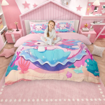 Homewish Kawaii rožinis aksolotlio antklodės užvalkalų rinkinys mergaitėms, vaivoryk&scaron;tės galaktikos lovos rinkinys, vandenyno žuvų gyvūnų antklodės užvalkalų rinkinys DE XS 100x135cm 2pcs&set