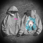 Naujas Hatsune Miku Geriausiai parduodamas Auk&scaron;tos kokybės Flanelinis Suaugusiųjų Megztinis Laisvas Patogus Greitai džiūstantis Suaugusiųjų Megztinis su Gobtuvu 2XL gray