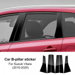 Automobilio lango B ir C statramsčio lipdukai Suzuki Vitara MK4 2015 2016 2017 2018 2019-2025 Durų statramsčio apdailos dangtelis Blizgus juodas PC