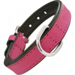Collier - GLORIA - Rembourrage Col Fourrure - Cuir Rose - Ajustable - Taille Moyen rožinė