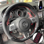 Pasidaryk pats automobilio vairo apdangalas Anglies pluo&scaron;to oda Volkswagen Golf 6 GTI MK6 VW Polo GTI Scirocco R Passat CC R-Line 2010 Red Thread