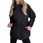 Vėjo striukė moterims, lengva, spaudės sagos, užtraukiama su gobtuvu, su rai&scaron;teliu ties juosmeniu, vėjui atspari lauko apranga su ki&scaron;enėmis kelionėms, lauko veiklai S rožinė raudona spalva