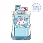 Sanrio Kuromi vandens puodelis mergaitėms, auk&scaron;tas grožis, plastikas, atsparus auk&scaron;tai temperatūrai, mielas dvigubo gėrimo puodelis su &scaron;iaudeliu, kvadratinis vandens puodelis 520ml