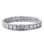 Baguette teniso apyrankė i&scaron; baltojo aukso 10 mm Geriausios draugės dovana Vestuvių metinės Gimtadienis Tėvo diena, Valentino dienos dovana vyrui