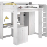 Lit combin&eacute; mezzanine enfant PARISOT Lena - Pin Petterson - Sommier inclus - 90 x 200 cm