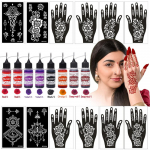 Kūno meno chna Chna tatuiruočių trafaretai Chna tatuiruočių pasta Vandeniui atsparus laikinas tatuiruočių rinkinys moterims