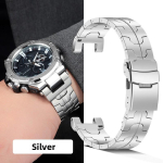 Titano lydinio apyrankė Casio G-SHOCK GST serijos laikrodžiams GST-210/W120L/S130L/S310 GST-B100 W300/400G Vyri&scaron;kas modifikuotas plieninis laikrodžio dirželis 22mm sidabras